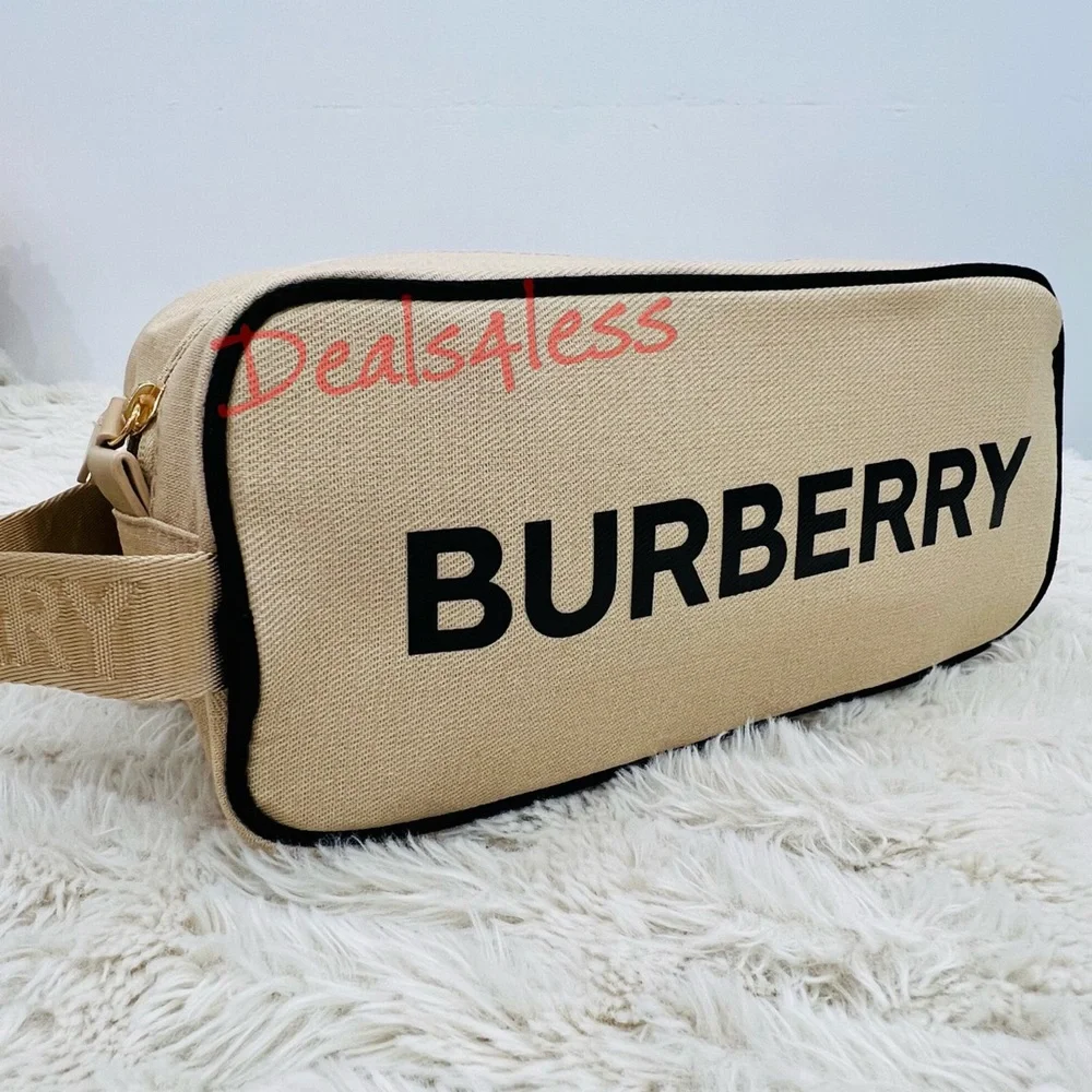 Burberry Bag Pouch Case Cosmetics Toiletry Travel Logo Handle Zippered New